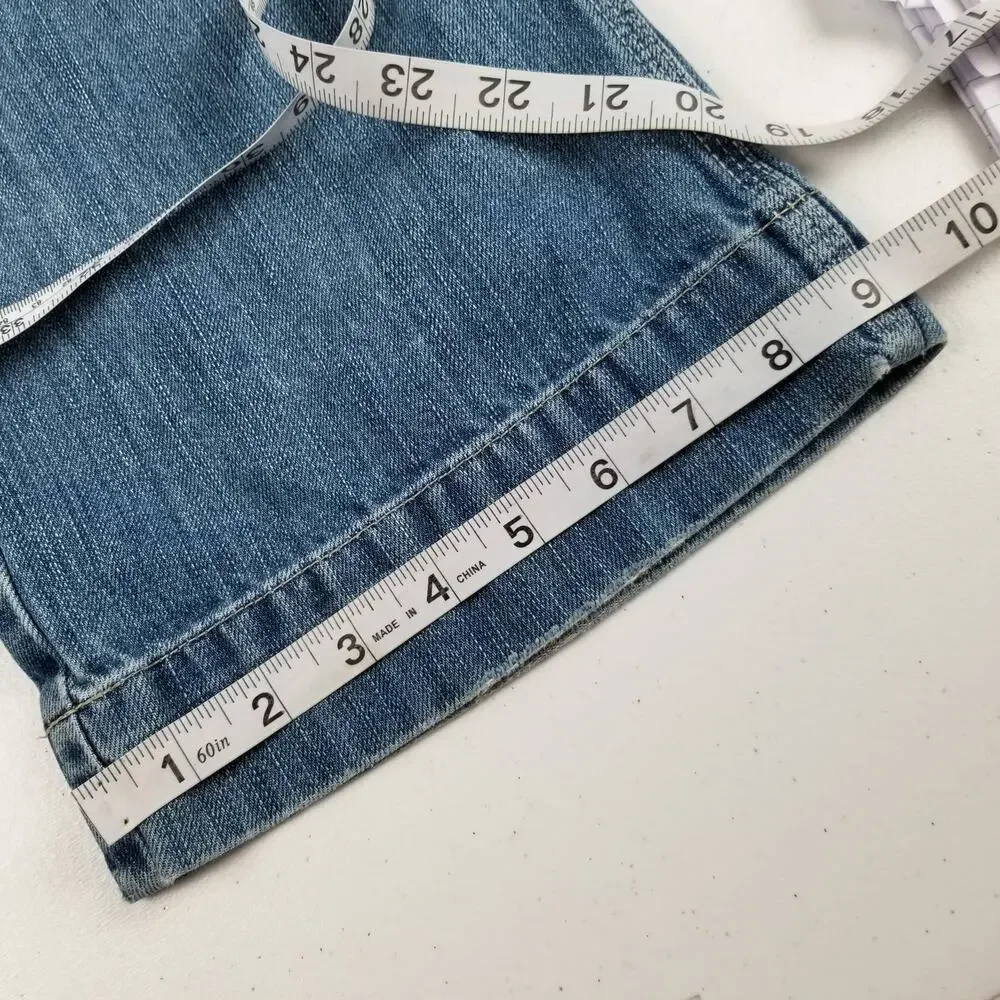 Eddie Bauer Blue Denim Jeans Bootcut Flare Button Loops Vintage Nice Size 2 R